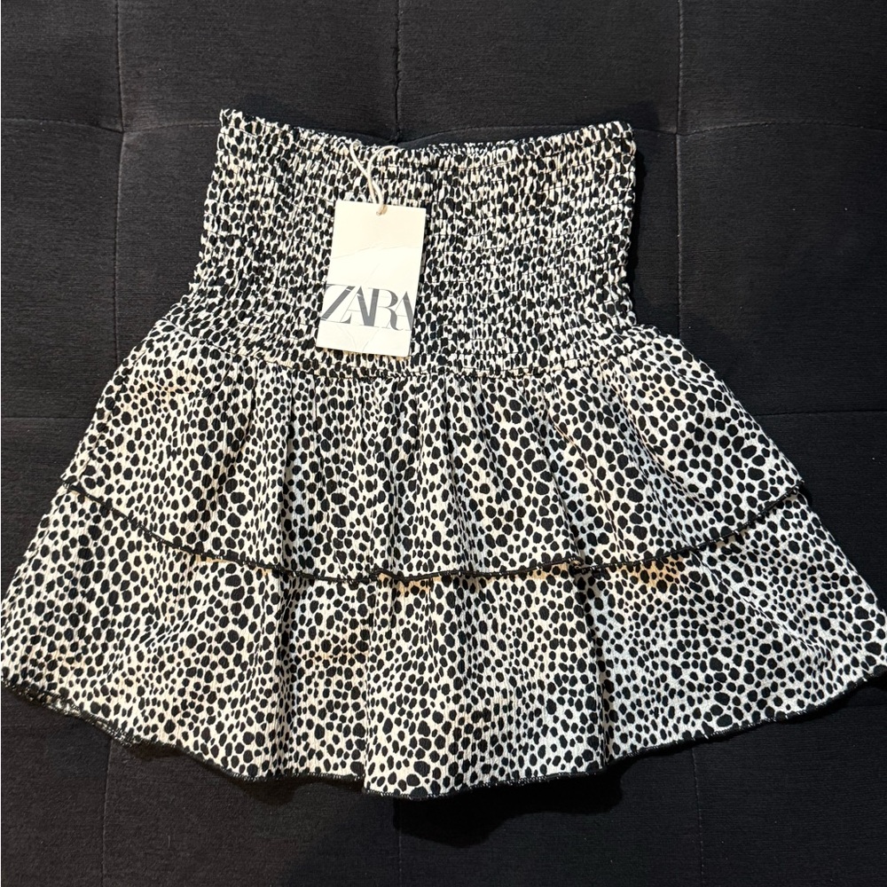 Zara Monochrome Spotted Mini Skirt